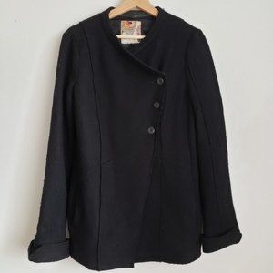 Free People Black Oversized Wool Button Jacket